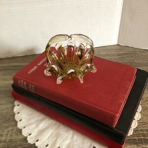 Vtg Chalet Glass Bonbonniere Glass Basket